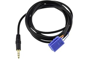 KASER Cable AUX para Coche Fiat 500 EVO Alfa Lancia Autoradio Delphi Grunding (No Source Available) Blaupunkt Continental Mini ISO Jack Macho 3.5mm