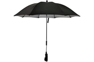 FINEVERNEK Ombrelle Poussette Universelle, Ombrelle pour Poussette Anti UV 50+, Parasol Poussette Bébé Universelle Diamètre 73 cm, Parasol pour Poussette Universelle pour Poussette et Buggy - Noir