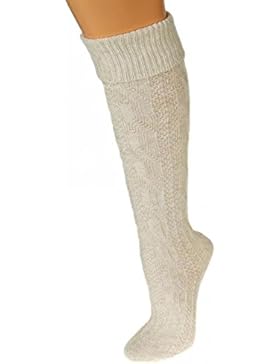 PS Schumacher Damen und Herren Trachtenstrümpfe mit Zopfmuster natur handgekettelt