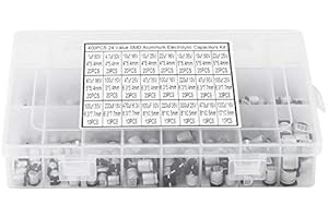 Wifehelper 400Pcs Electrolytic Capacitor, 24 Values SMD Electrolytic Capacitor Assortment Box Kit Range 1uF - 1000uF for TV, Monitor, Eletric Supplies and PC's etc