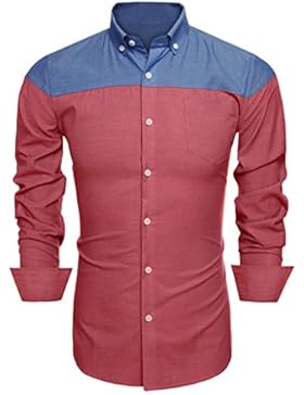 Aulei herren hemd langarm slim fit tailliert casual Freizeitbekleidung zweifarbiges Freizeithemd