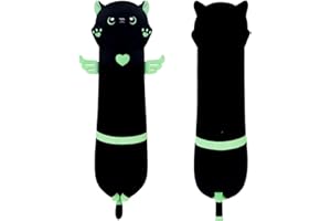 SNOWOLF Angell Cat Weiches Katze Kissen Plüsch Schlafkissen Baumwolle Kätzchen Kissen Kuschelig Gefüllte Nette Plüsch Puppe Spielzeug Geschenk Für Kinder Freundin (Green, 110cm)