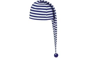 CAPPELLISHOP Hutshopping Cotton Knitted Hat, Nightcap, Dwarf Hat, Oversized, blue white