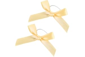 WAMBERE Lot de 100 nœuds décoratifs en satin - Avec bandes élastiques - Pour différentes décorations de bouteilles, bricolage, fabrication de cartes de mariage, or