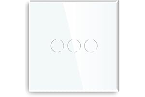 BSEED Touch Panel Wall Light Switch Glass Screwless Europe Standard 3 Gang 2 Way Whtie
