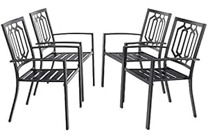 PHIVILLA Outdoor Dining Chairs Metal Patio Bistro Stackable Chairs Set of 4, Classic Black1