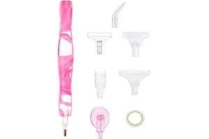 1pc Stylo diamant livré avec 7 forets diamantés，Broderie diamant accessoires，Diamont.painting，Crayon ，Pour adultes enfants débutants peinture et nail art（Rose）