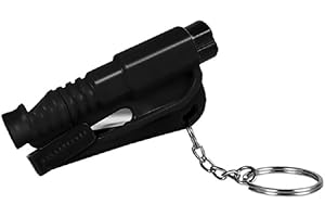 GADIRIA Rompe Cristales y Cortador de cinturón de Seguridad. Dispositivo de Seguridad para emergencias indispensable en su Coche Que Incluye Silbato para Pedir Ayuda a Distancia. (Negro)