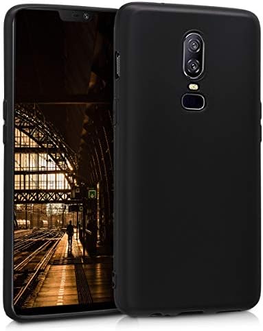 kwmobile TPU Silicone Case for OnePlus 6 - Soft Flexible Shock Absorbent Protective Phone Cover - Black Matte
