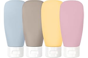 HALERCAY 4 Stück 60ml reiseflaschen Set,Auslaufsicherer und Nachfüllbarer,Große Öffnung Design,Weite Öffnung,4 Flaschen mit Verschiedenen Farben Leicht zu Unterscheiden,Portable Reise Container Reiseflaschen