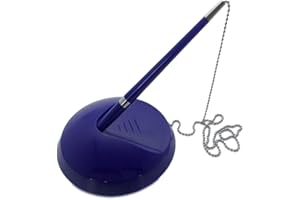 SHOP INC Blue Reception Pen On Chain With Stand + 3 Refills - Bank Desk Shop Office Hotel