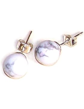 Sunsara Traumsteinshop Edelstein Ohrstecker - Howlith weiß 8 mm, versilbert 5199