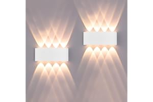 FUPE 2 Pack Applique Murale Extérieur/Intérieur LED Appliques Extérieure 16W 1600lm ip65 imperméable moderne en aluminium up and down applique lumineuse spot Lampe Murale(blanc 3000k lumière chaude)