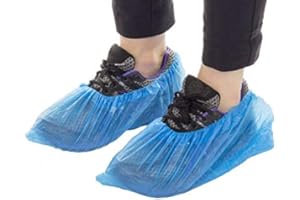 REAL ACCESSORIES PACK OF 100 Disposable Shoe Covers Blue Disposable Overshoes Cover for Shoes and Boots to Protect Carpets & Floors Cleaning Accessories => PERFECT FOR EVERYDAY USE AT WORK & HOME