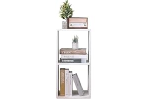 ETNIC ART Etnicart Doble cubo de decoración de almacenamiento librería estantería blanca 35x30x70 madera MDF estantería oficina entrada salón estantería 2 cubos cubo de arredo estanterias para libros