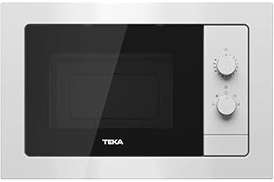 Teka MB 620 BI - Microondas Mecánico de Integración de 20 lts, 5 Niveles de Potencia, Temporizador, Descongelación por Tiempo, Interior en Acero Inoxidable, Color Blanco