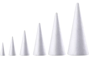 Holibanna cônes de Mousse styrofoam en Forme de cône Artisanat Blanc Table de larbre de Noël pièce maîtresse Arrangement de Fleurs Accessoires 12pcs 15cm