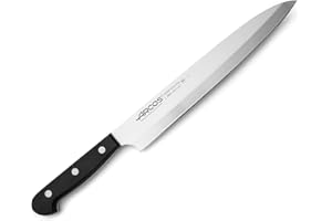 Arcos Cuchillo Chef 9.s Acero Inoxidable. Cuchillo Yanagiba asiático. Mango ergonómico polioximetileno y Hoja 240 mm. Serie Universal. Color negro.