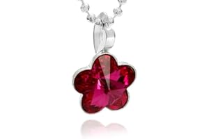 butterfly Enfant Fille Chaîne Argent sterling 925 Swarovski Elements originaux Fleur fuchsia longueur réglable Emballage cadeau Cadeau d'inscription scolaire