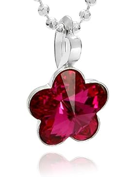 butterfly Mädchen Kette Silber 925 original Swarovski Elements Blume Anhänger fuchsia längen-verstellbar Geschenkverpackung...