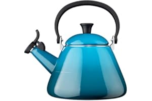 Le Creuset Bouilloire Kone Pour Cuisinière avec Sifflement, Acier Émaillé, 1,6 L, Deep Teal, 40101026420000