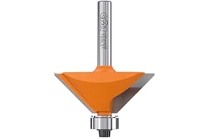 CMT Orange Tools 936.420.11 - 45 Degree Bevel Cutter, 1 Count, High Speed Steel, Teflon Coated, 1 Flute, Round Shank, 0.5mm, Wood, Metal