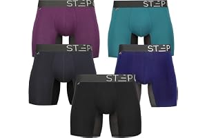 STEP ONE Mens Boxers Shorts Multipack, 5 Pairs, Anti Chafing Underwear for Men, Moisture-Wicking Boxer Shorts with 3D Pouch. 