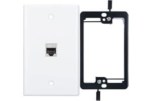 YOEMELY CAT7 RJ45 Inline Coupler Keystone Jack Wall Plate with Low Voltage Mounting Bracket, Metal Shielded 1 Port Cat7 Ethernet Cable Wall Plate Shielded Female to Female 1 Set