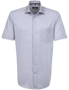 Seidensticker Herren Businesshemd Modern Kurzarm violett uni mit Kent-Kragen