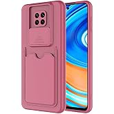Elfia Xiaomi Redmi Note 9 Pro ile Uyumlu Kılıf Silikon Kartlık B&ouml;lmeli Kamera Lens Korumalı İnce Mat Kapak Kartix Koyu Mor