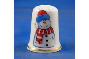 BIRCHCROFT CHINA Dé à coudre de Noël en porcelaine Motif bonhomme de neige