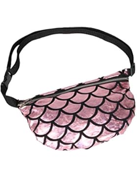 LUOEM Abendtasche Multifunktionale Fisch-Skala-Taillen-Beutel/Kosmetische Handtasche (Rosa)