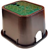 RIEGOPRO Small Square Watering Box for Burial with 2 Outlets. Base 27 x 24 cm &ndash; Lid 21 x 18 cm &ndash; Height 17 cm. Lid with Swive
