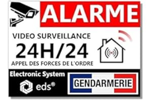 EGERO Stickers Alarme Vidéo Surveillance 24H/24 – Style Gendarmerie – Lot de 8 Autocollants Dissuasion | Sécurité Maison, Garage, Commerce, Fenêtres & Portes | Résistant UV & Pluie