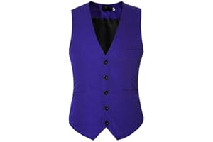 YOUTHUP Chaleco ajustado para hombre, cuello en V, con botones, formal, para boda, fiesta