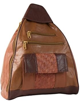 Brauner Damen Leder Rucksack Handtasche
