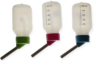 animallparadise - 3 biberons 50ml en Plastique pour Hamsters, Souris Coloris aléatoires