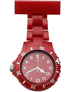 JSDDE Uhren,Schwesternuhr Trend Design Silikon Beschichtung Krankenschwesteruhr Taschenuhr Analog Quarzuhr(Rot)