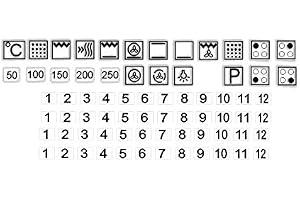 a set of stove stickers E stove letters oven chef switch signs, black symbols on transparent basis (R74/3) (10 x 10mm)