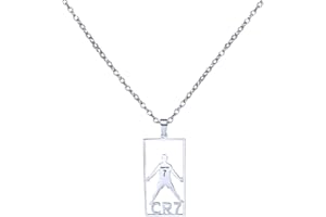 Lucktao ronaldo kette, Kette Personalisiert Anhänger Edelstahl Fußball Star, Silber Halskette Nummer 7 Fußball-Jersey-Anhänger für Fußballfans Mädchen Jungen Geschenk Kettenanhänger