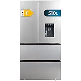 Cecotec Frigorifero Porta Francese Inox con Dispenser d'acqua da 510 L Bolero CoolMarket FD 510 WD Inox E. Altezza 183 cm, la