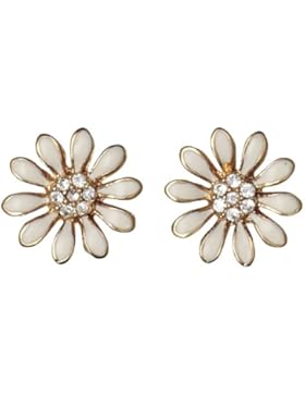 Pilgrim Jewelry Damen-Ohrstecker Blume vergoldet weiss 1.2 cm 171312003