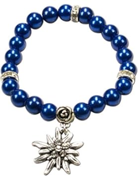 Alpenflüstern Damen Edelweiß-Trachten-Perlenarmband Fiona blau DAB01100060