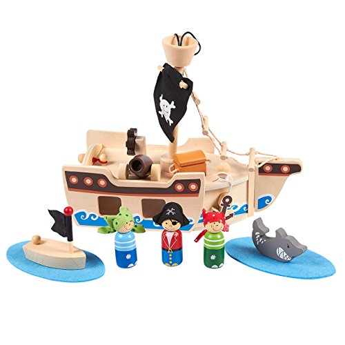 Blue Panda Pirate Toys And Kids Pirate Ship Playset Wooden