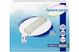 SPHERE SANTE Sphère Santé - Straight-through layer 20x60 Maxi + - Management of bladder leakage - Maximum absorption - Optimal comfort and affordable price - Generous dimensions and versatility of use