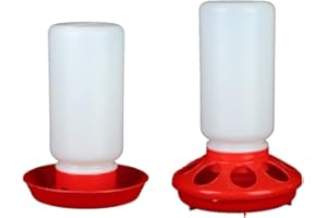 SUCHUANGUANG Mangiatoia per Pulcini e abbeveratoio Combo Mangiatoia per polli da 1 litro e abbeveratoio per polli da 1 litro Kit di Attrezzature per l'alimentazione del pollame per Uccelli Mangiatoia