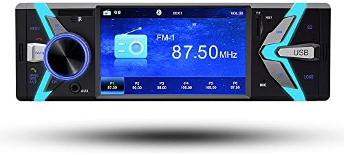 BOOMBOOSTCar Radio Bluetooth Hands-Free, 1 DIN 4 inch Car Stereos with Remote Control, 4 * 45W FM Radio, Support USB/AUX/TF card