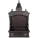 Aakaar Idols &amp; Temples Wall Hanging Handcrafted Wooden Temple/Mandap/Pooja Mandir/Home Temple Design - 18&quot; KM in Rosewood Finish for Home &amp; Office