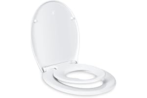 TODOT Abattant WC Familial, Lunette de Toilette avec Siège Enfant Magnétique, Frein de Chute et Charnière Réglable, Abattant WC en Polyéthylène pour Adultes et Enfants
