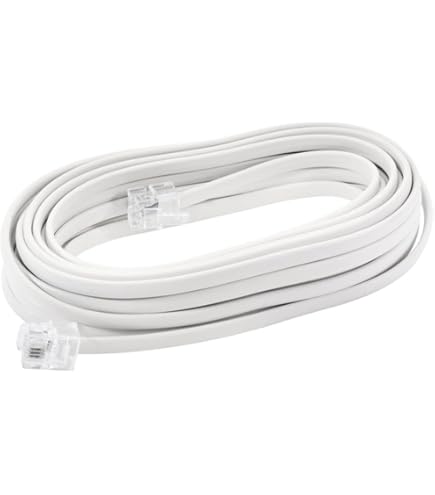 Rallonge Câble Téléphone RJ11 6p4c – 6 Mètres, Noir – Pour Modem ADSL, Téléphone Fixe, Fax
